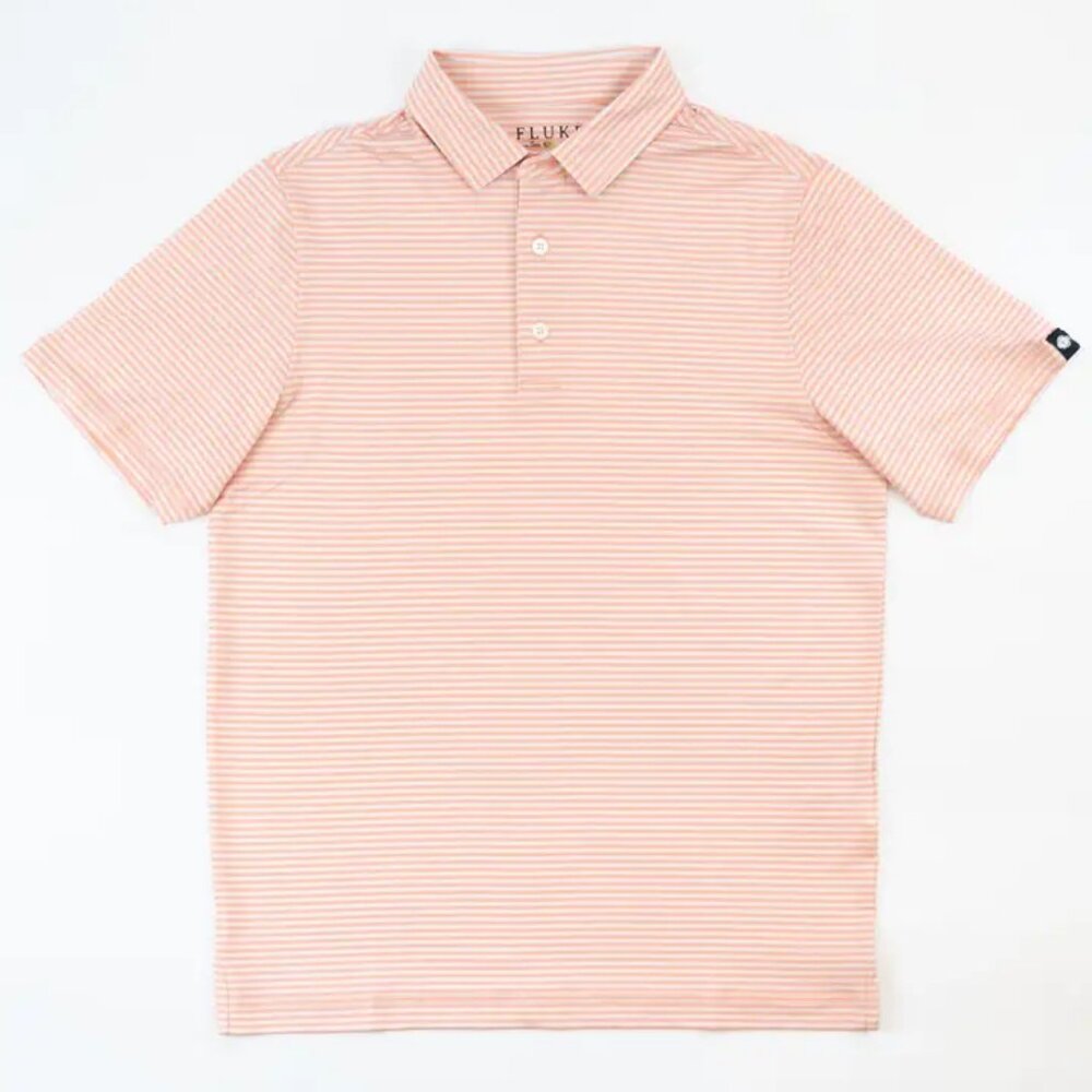 Fluke Striped Golf Polo Peach & Gray